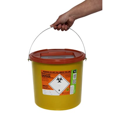 11.5L Orange Lidded Sharps Bin
