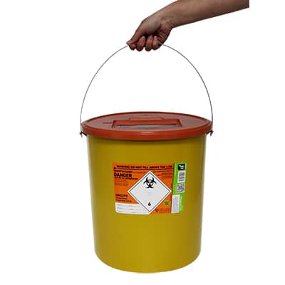 22L Orange Lidded Sharps Bin